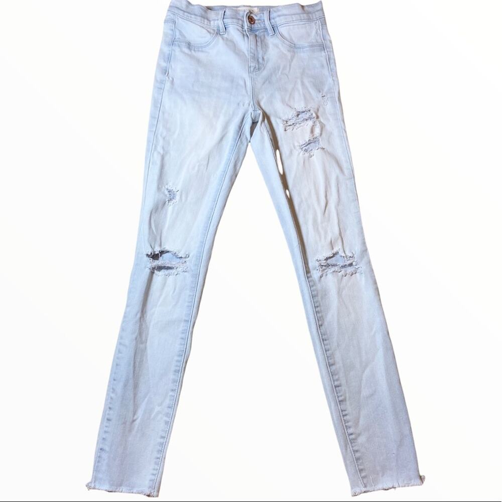 Pacsun Ankle Jegging Distressed Knee 4 Pocket Light Wash Denim Blue 25”